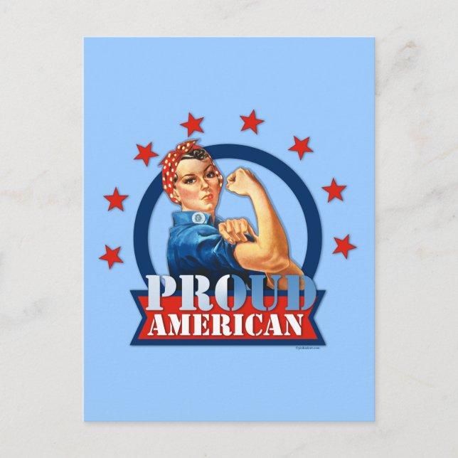 Rosie Riveter Proud American Postcard Postkarte (Vorderseite)