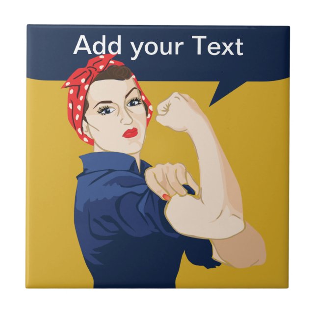 Rosie Riveter Strong Woman Fliese (Vorderseite)