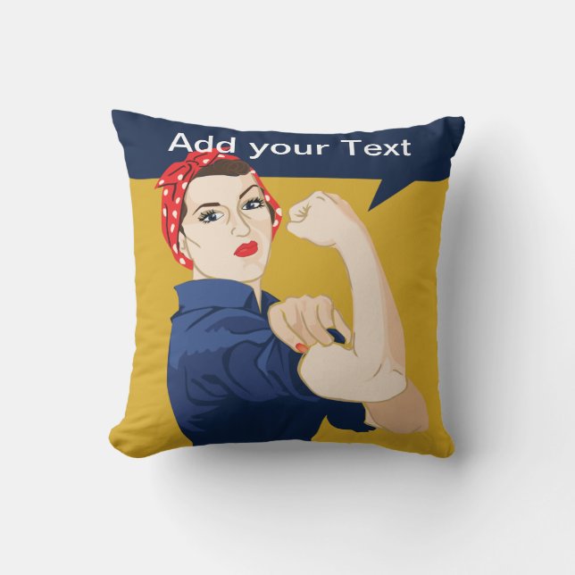 Rosie Riveter Strong Woman Kissen (Vorderseite)