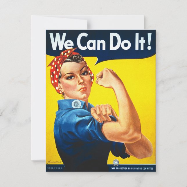 Rosie Riveter Vintag Propaganda Einladung (Vorderseite)
