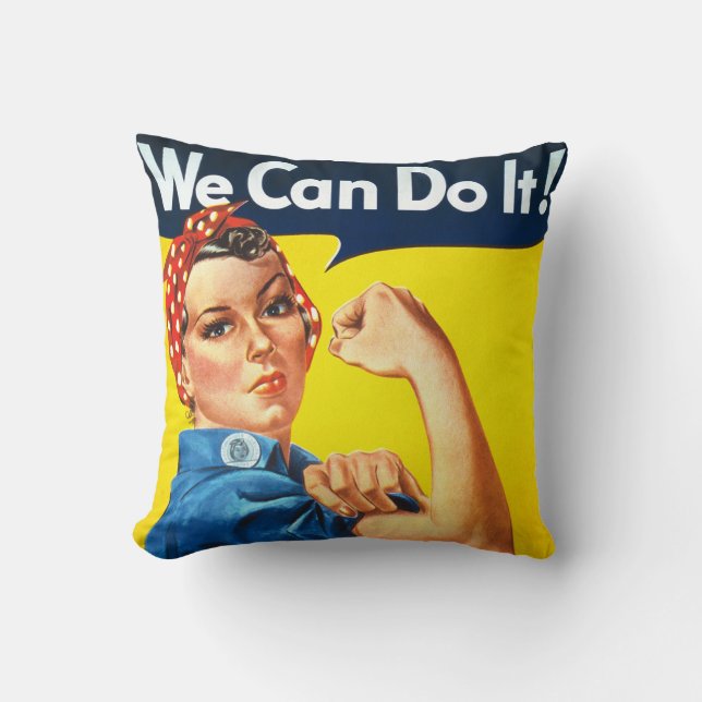 Rosie Riveter Vintag Propaganda Kissen (Vorderseite)