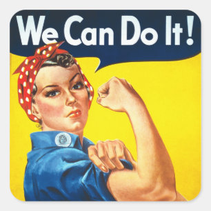 Rosie Riveter Vintag Propaganda Quadratischer Aufkleber