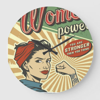 Rosie Riveter, weiblicher Power Retro Design Große Wanduhr