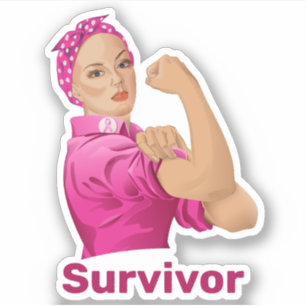 Rosie the Riveter Breast Cancer Awareness Aufkleber