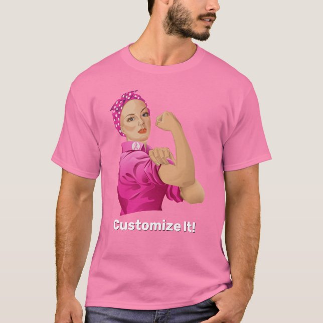 Rosie the Riveter Breast Cancer Awareness T-Shirt (Vorderseite)