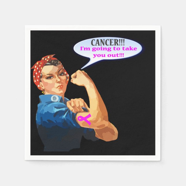 Rosie the Riveter Breast Cancer Wohltätigkeit Desi Serviette (Vorderseite)