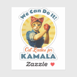 Rosie The Riveter Cat Ladys for Kamala Harris Aufkleber
