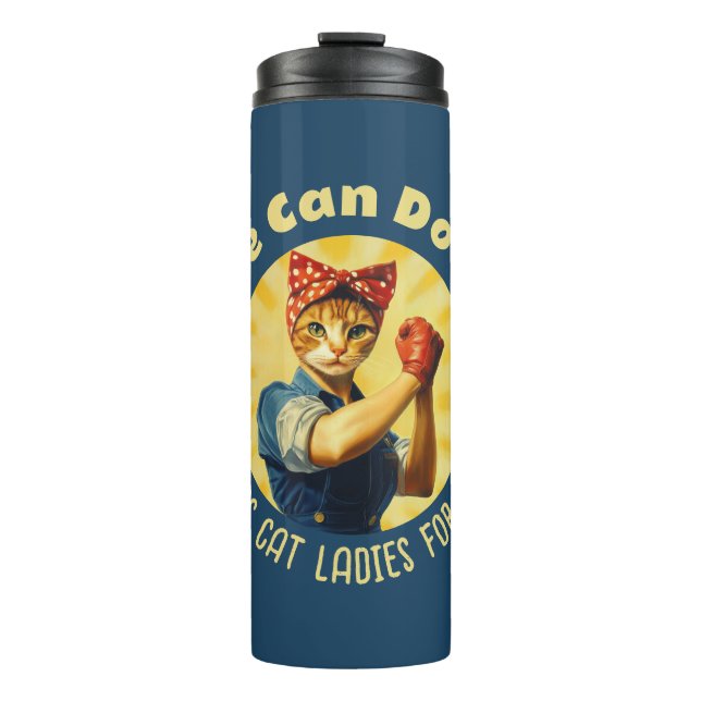 Rosie The Riveter Cat Ladys for Kamala Harris Thermosbecher (Vorderseite)