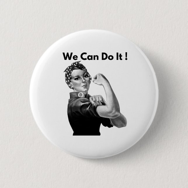Rosie The Riveter, den wir machen können Button (Vorderseite)