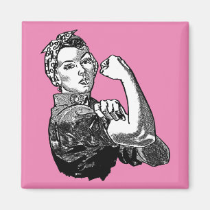 Rosie-The-Riveter Feminist Line-Art Grafik Magnet