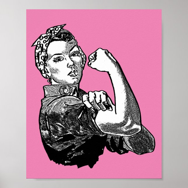 Rosie The Riveter Feminist (Rosa) Poster (Vorne)