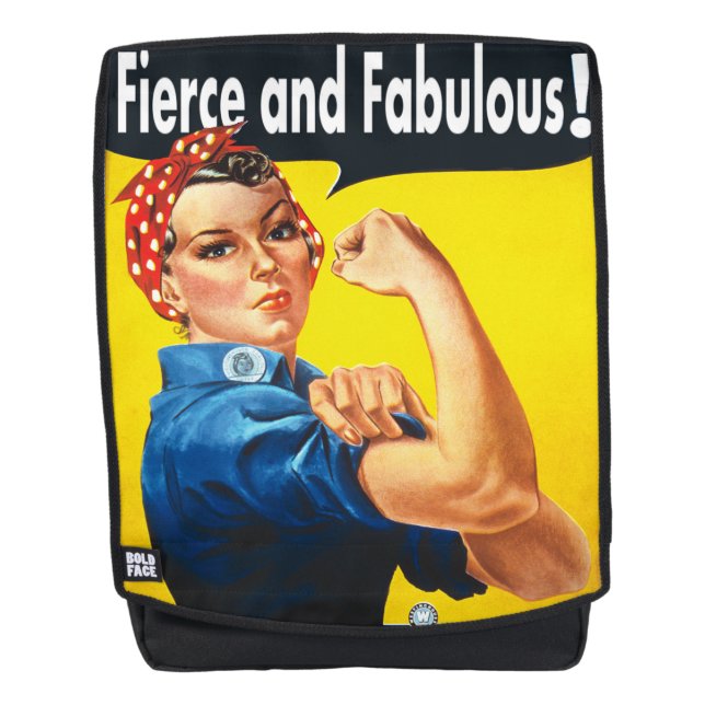 Rosie The Riveter Fierce und fabulous Trendy Rucksack (Vorderseite)