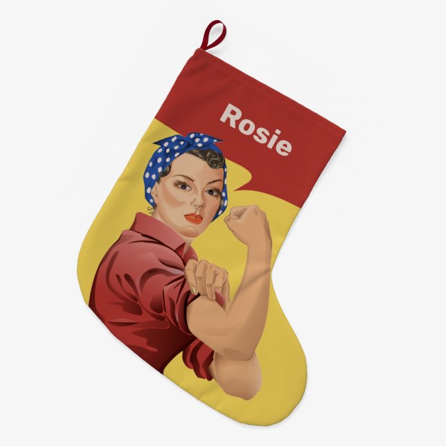 Rosie the Riveter Grosser Weihnachtsweih-Strumpf Großer Weihnachtsstrumpf (Vorderansicht (hängend))