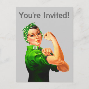 Rosie The Riveter - Grün Militär Einladungspostkarte