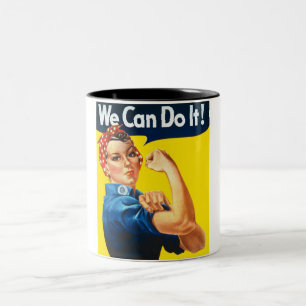 Rosie the Riveter (Ikonisches Poster) (Wir schaffe Zweifarbige Tasse