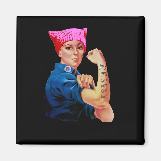 Rosie the Riveter in Pink Pussy Hat Magnet (Vorne)