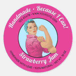 Rosie the Riveter Jar Lid Label Runder Aufkleber