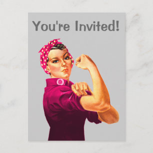 Rosie The Riveter - Krebs Rosa Einladungspostkarte