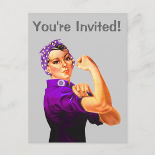 Rosie The Riveter - Lila Einladungspostkarte