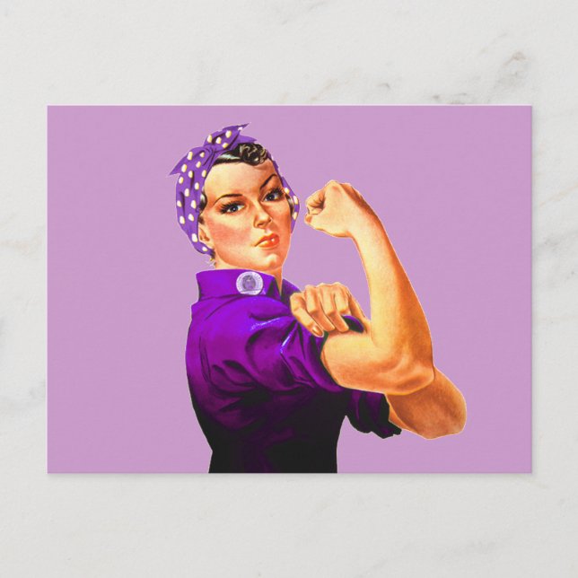 Rosie The Riveter - Lila Postkarte (Vorderseite)