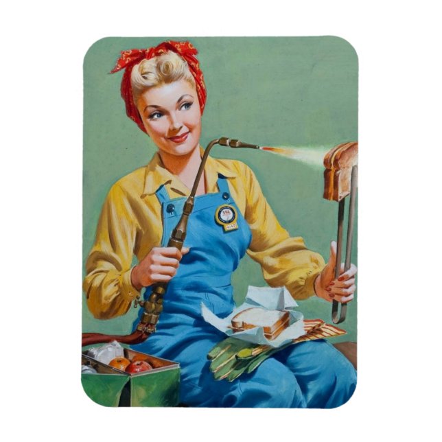 Rosie the Riveter Makes Toasted Cheese Magnet (Vertikal)