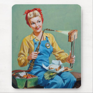 Rosie the Riveter Makes Toasted Cheese Mousepad