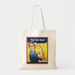 Rosie the Riveter mit Ihrem eigenen Text Tragetasche