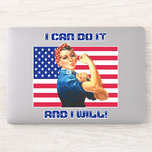 Rosie the Riveter mit Motivierend Slogan unter US- Aufkleber
