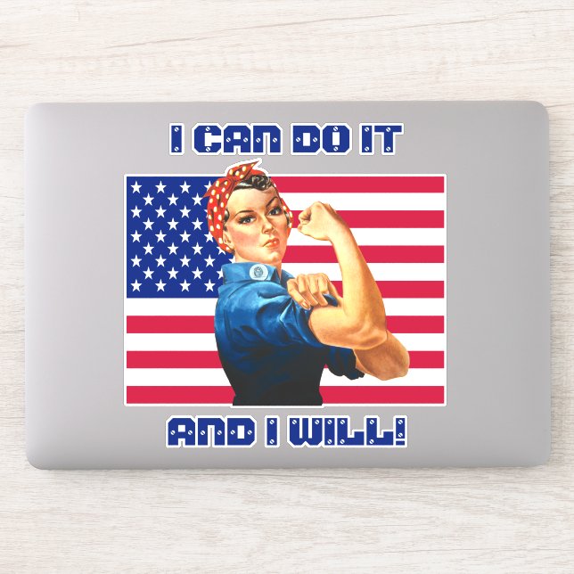 Rosie the Riveter mit Motivierend Slogan unter US- Aufkleber (Computer)