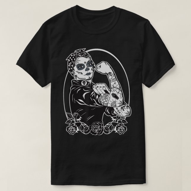 Rosie The Riveter Muertos Feminist T-Shirt (Design vorne)