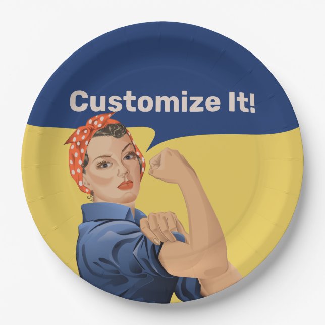 Rosie the Riveter Pappteller (Vorderseite)