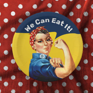 Rosie the Riveter Pappteller Wir können es ess