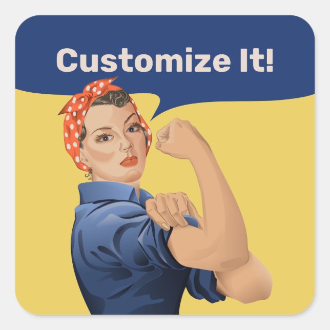 Rosie the Riveter Quadratischer Aufkleber (Vorderseite)