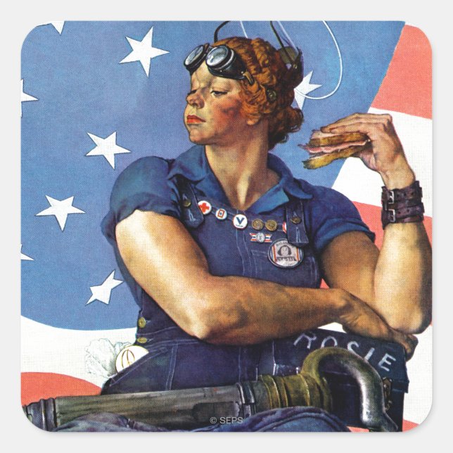 "Rosie the Riveter" Quadratischer Aufkleber (Vorderseite)