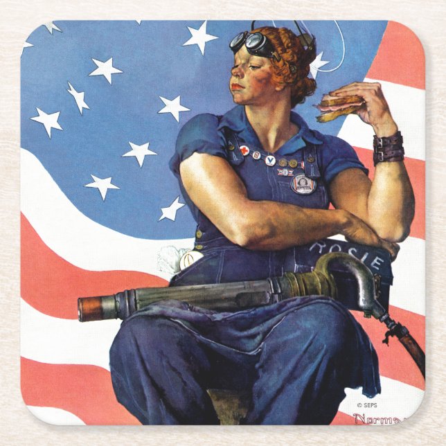 "Rosie the Riveter" Rechteckiger Pappuntersetzer (Vorderseite)