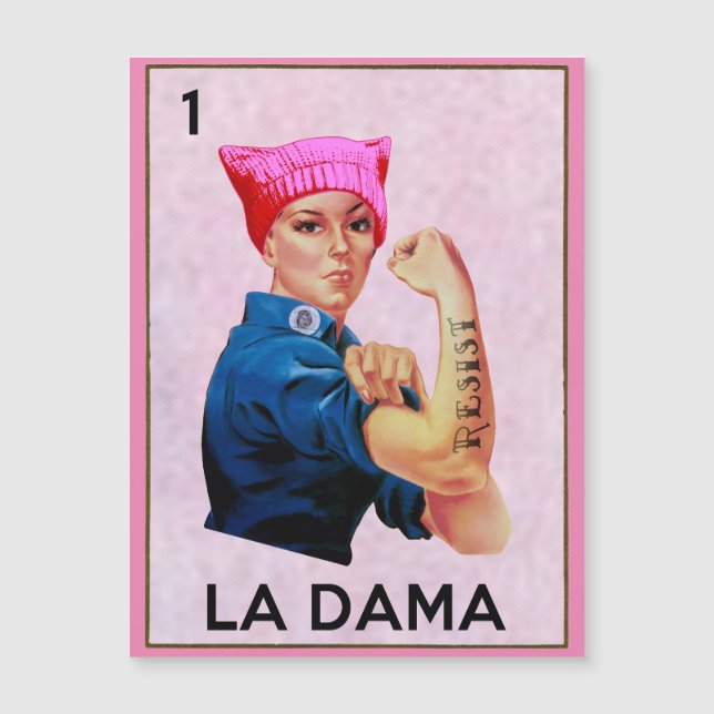 Rosie the Riveter Resistents La Dama Loteria Magnetkarte (Vorderseite)