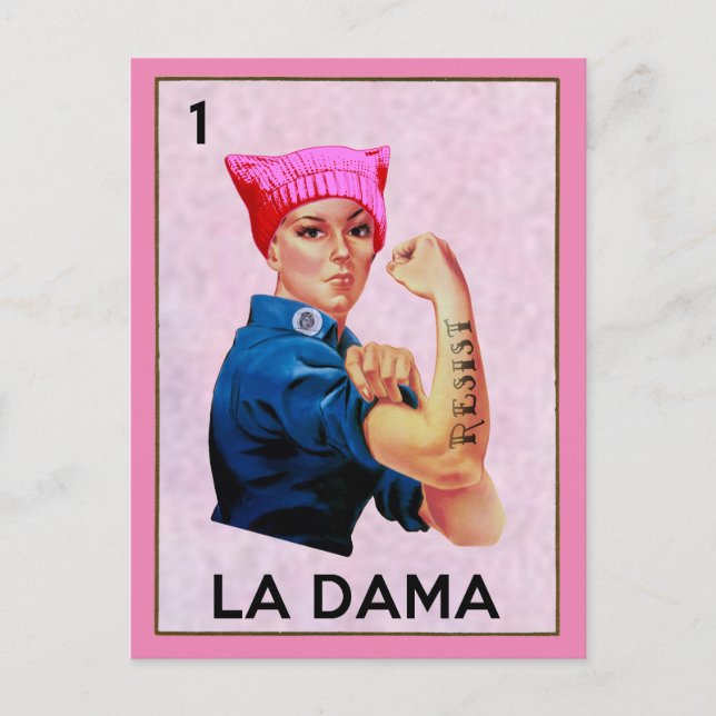Rosie the Riveter Resistents La Dama Loteria Postkarte (Vorderseite)