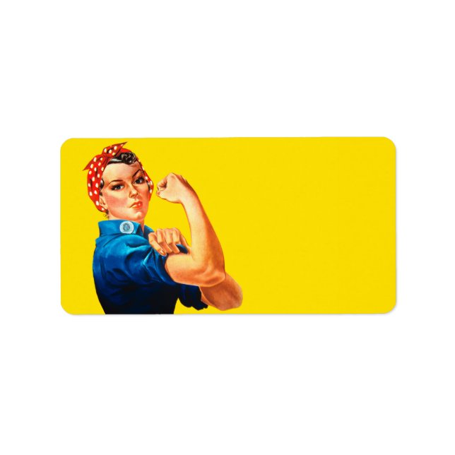 Rosie The Riveter Retro Style Icon Adressaufkleber (Vorne)