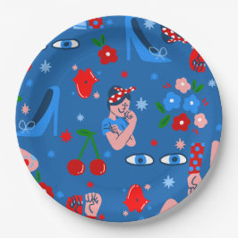 rosie the riveter rockabilly whimsical pappteller