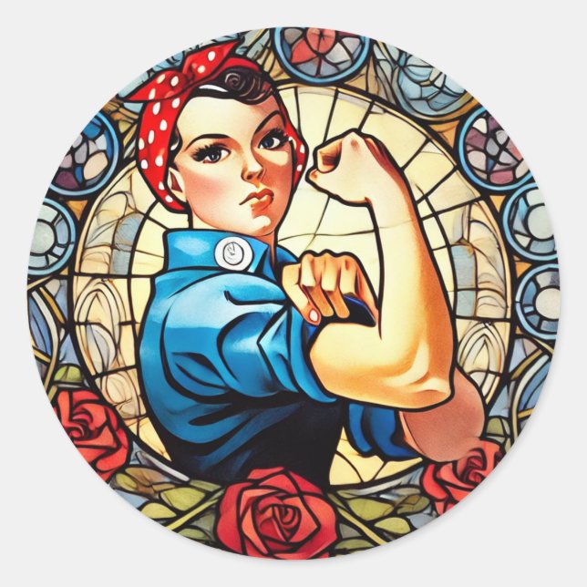 Rosie the Riveter Runder Aufkleber (Vorderseite)