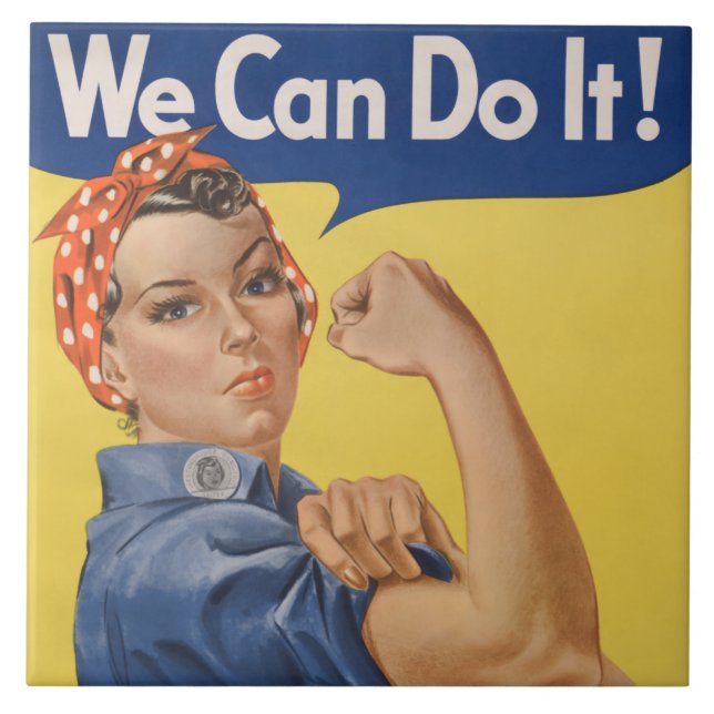 Rosie the Riveter: Starke Frauen Empowerment Fliese (Vorderseite)