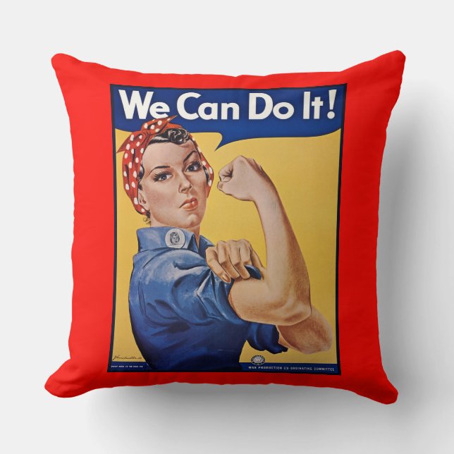 Rosie the Riveter: Starke Frauen Empowerment Kissen (Vorderseite)