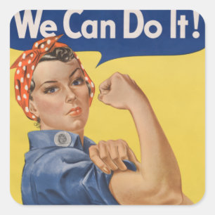 Rosie the Riveter: Starke Frauen Empowerment Quadratischer Aufkleber