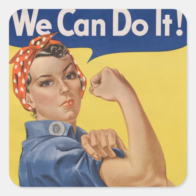 Rosie the Riveter: Starke Frauen Empowerment Quadratischer Aufkleber (Vorderseite)