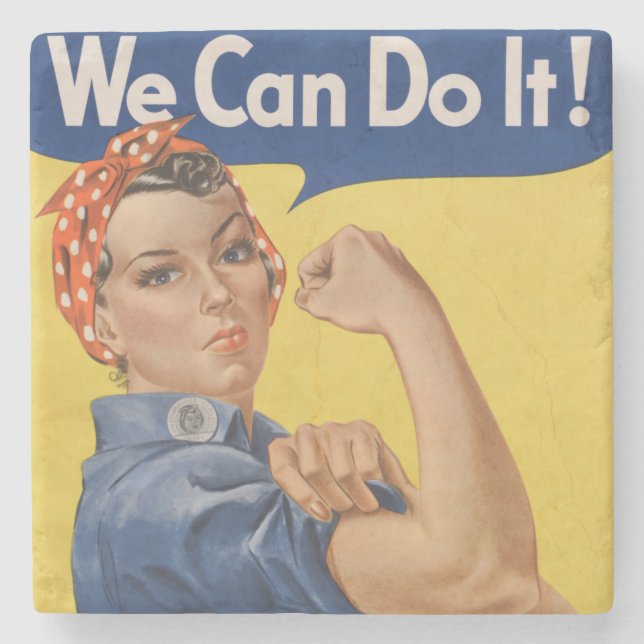 Rosie the Riveter: Starke Frauen Empowerment Steinuntersetzer (Vorderseite)