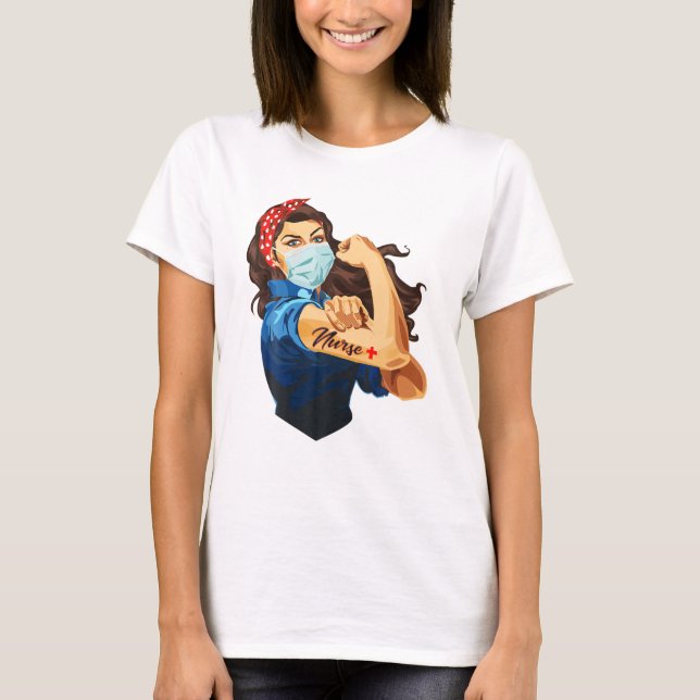 Rosie The Riveter - T - Shirt für weibliche Kranke (Vorderseite)