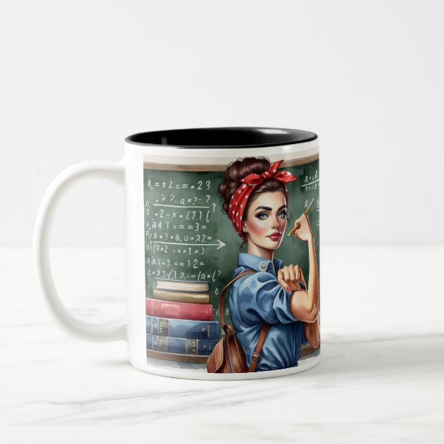 Rosie the Riveter Teacher Zweifarbige Tasse (Links)