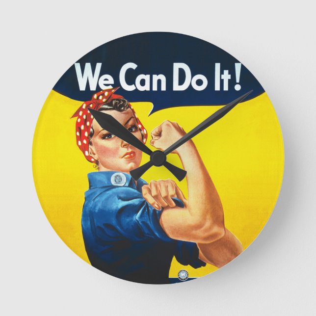 Rosie the Riveter - "We can do it!" Runde Wanduhr (Vorderseite)