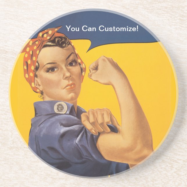 Rosie the Riveter We Can Do It! Your Text Here Getränkeuntersetzer (Vorne)