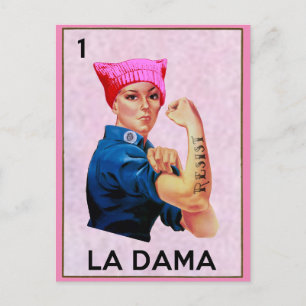 Rosie the Riveter widersteht La Dama Loteria Postkarte